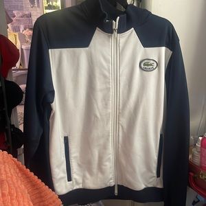 Vintage Lacoste sport mens Jacket XL Mens White and Blue